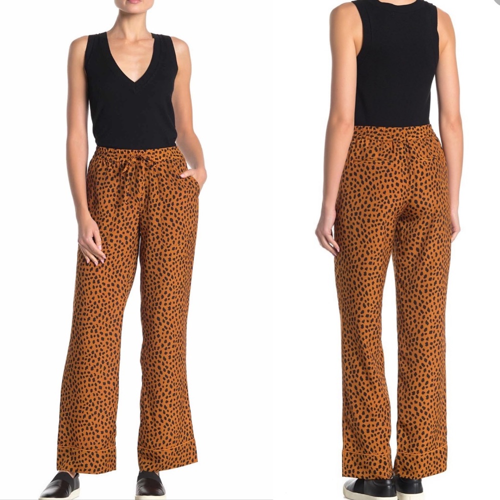 Joie satin daltona animal wide leg drawstring pants